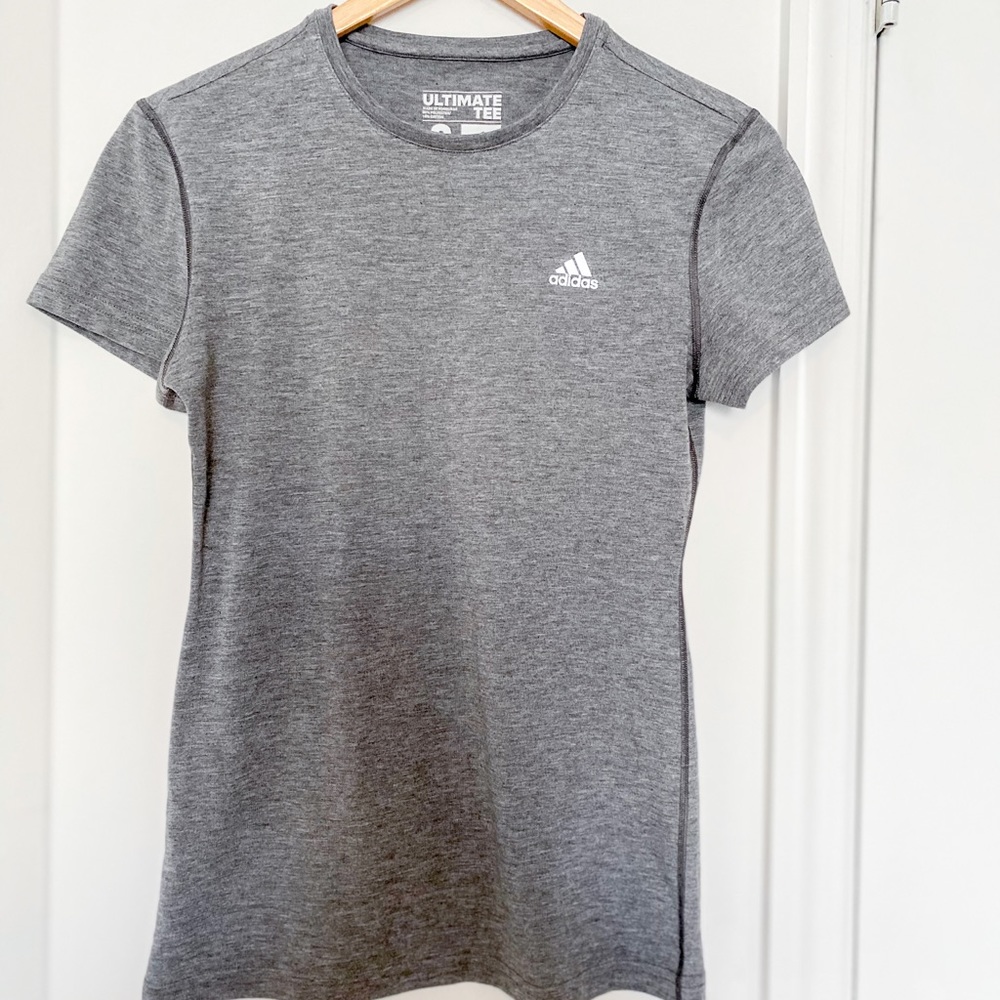 Heather Grey Adidas Workout Short Sleeve Shirt